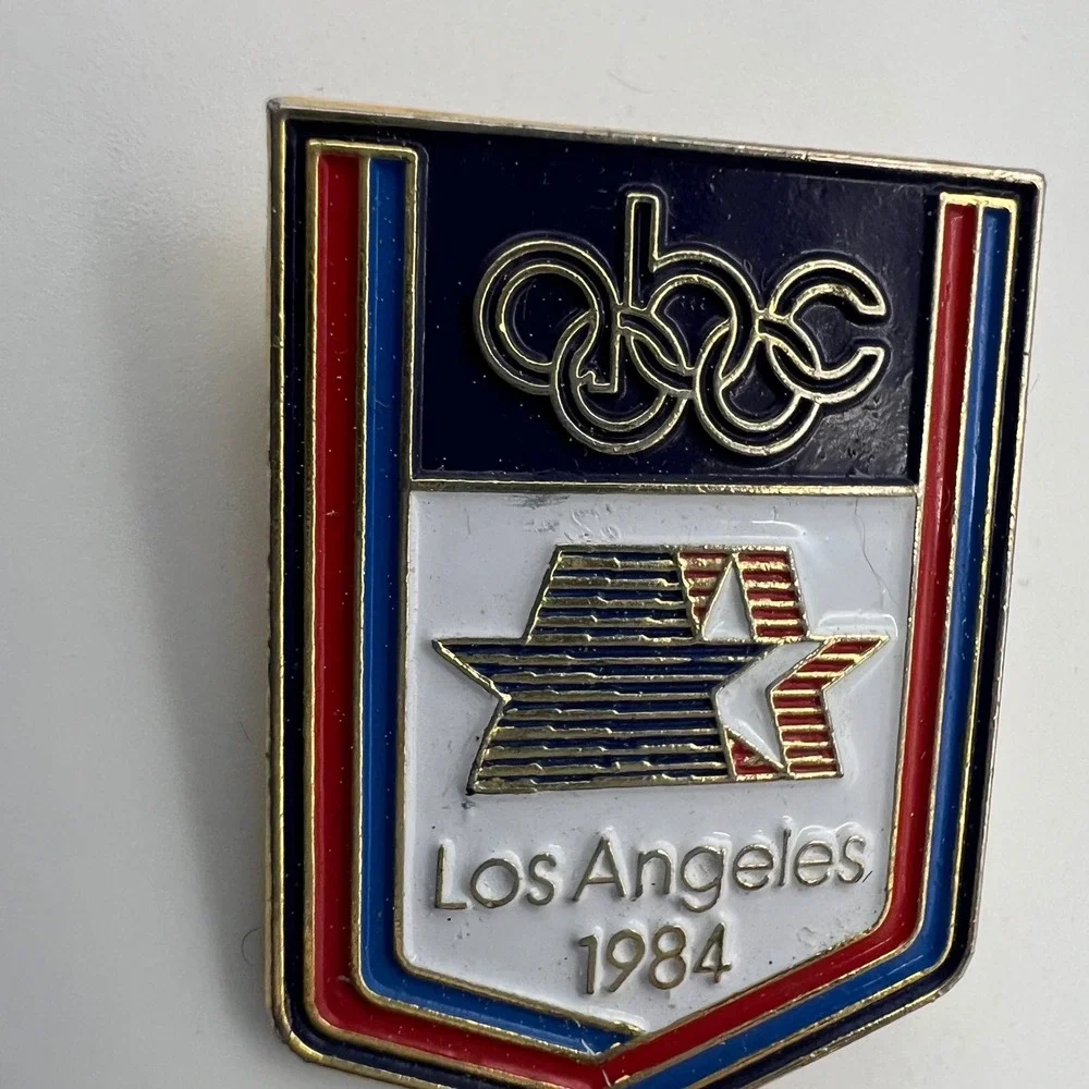 ABC Los Angeles 1984 Olympics enamel pin vtg